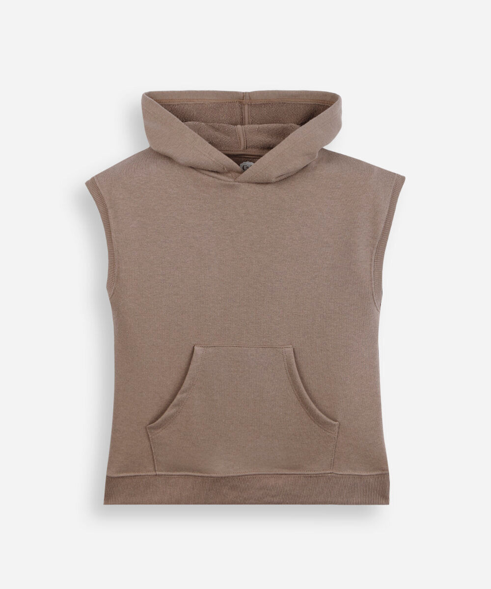 regata oversized infantil de moletom com capuz bege