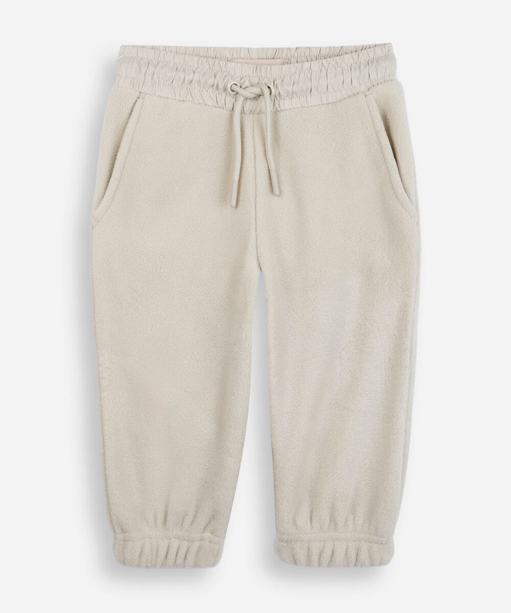 calça jogger infantil de fleece cós elástico bege