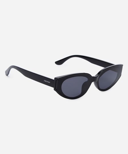 óculos de sol feminino oval de acetato triton preto UNICO