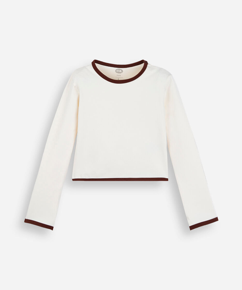 blusa infantil de poliamida manga longa off white