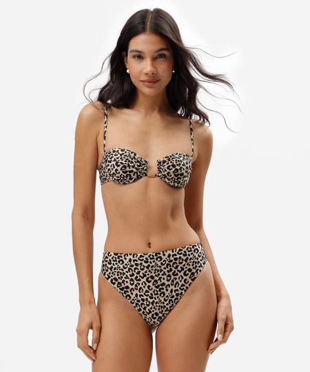biquíni calcinha hot pant feminina animal print bege GG