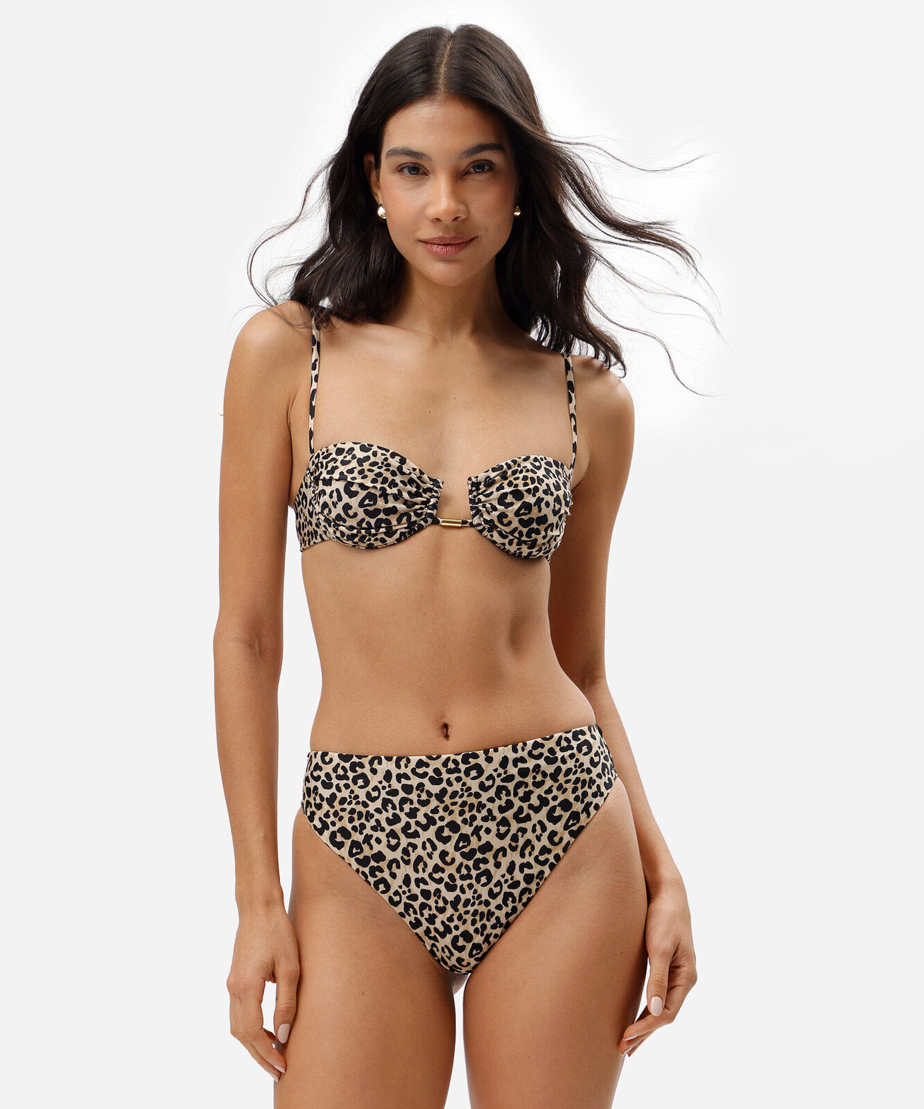 biquíni calcinha hot pant feminina animal print bege
