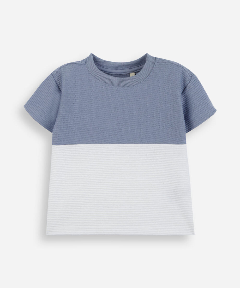 camiseta infantil texturizada bicolor azul