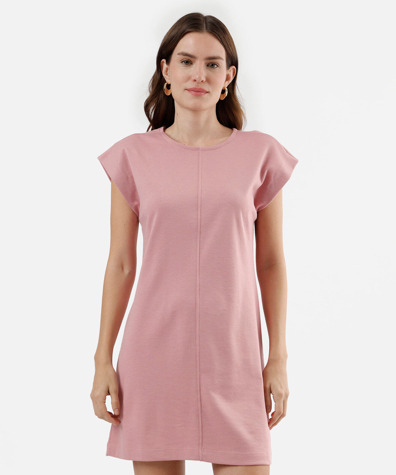 vestido curto feminino de algodão manga curta bege