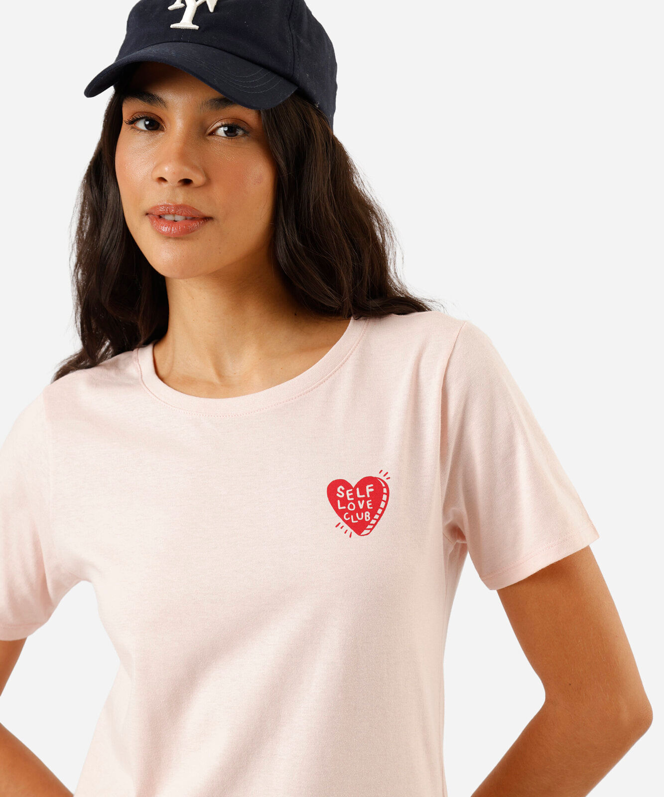 camiseta feminina de algodão manga curta estampada rosa