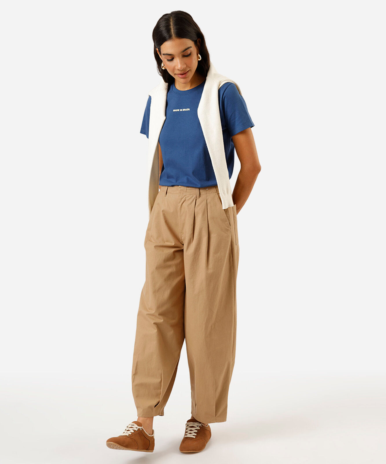 camiseta feminina de algodão made in brasil azul