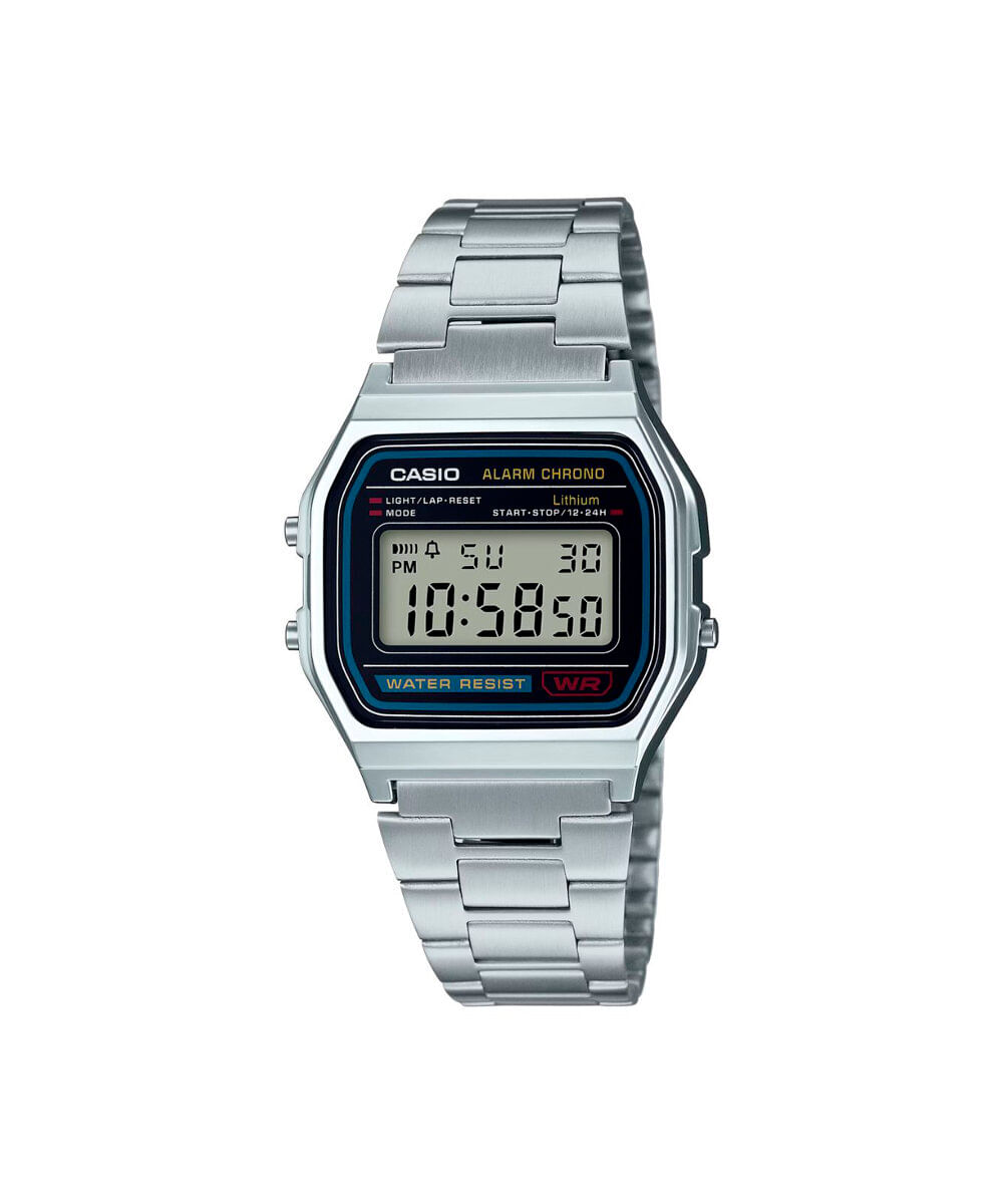 relógio feminino casio digital a158wa 1df sc prateado