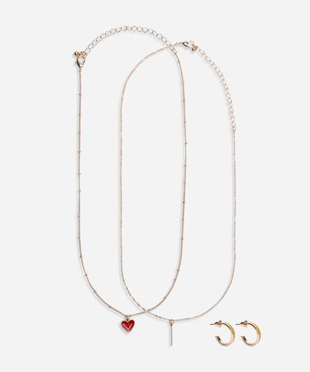 kit de colar e brinco dourado UNICO