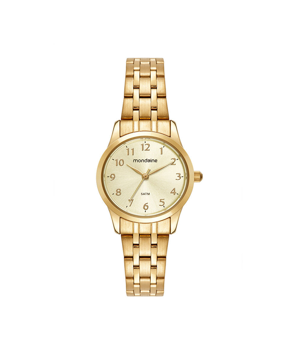 kit relógio feminino mondaine analógico 99913lpmkde1k1 dourado