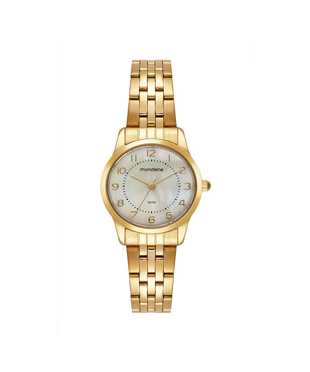 kit relógio feminino mondaine analógico 99919lpmkde1k1 dourado