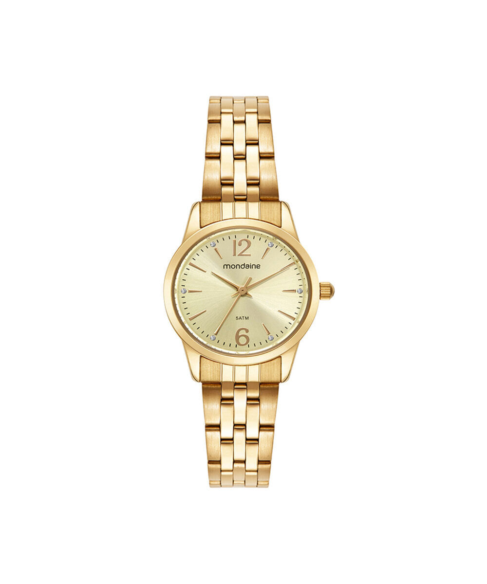 kit relógio feminino mondaine analógico 99911lpmkde1k1 dourado