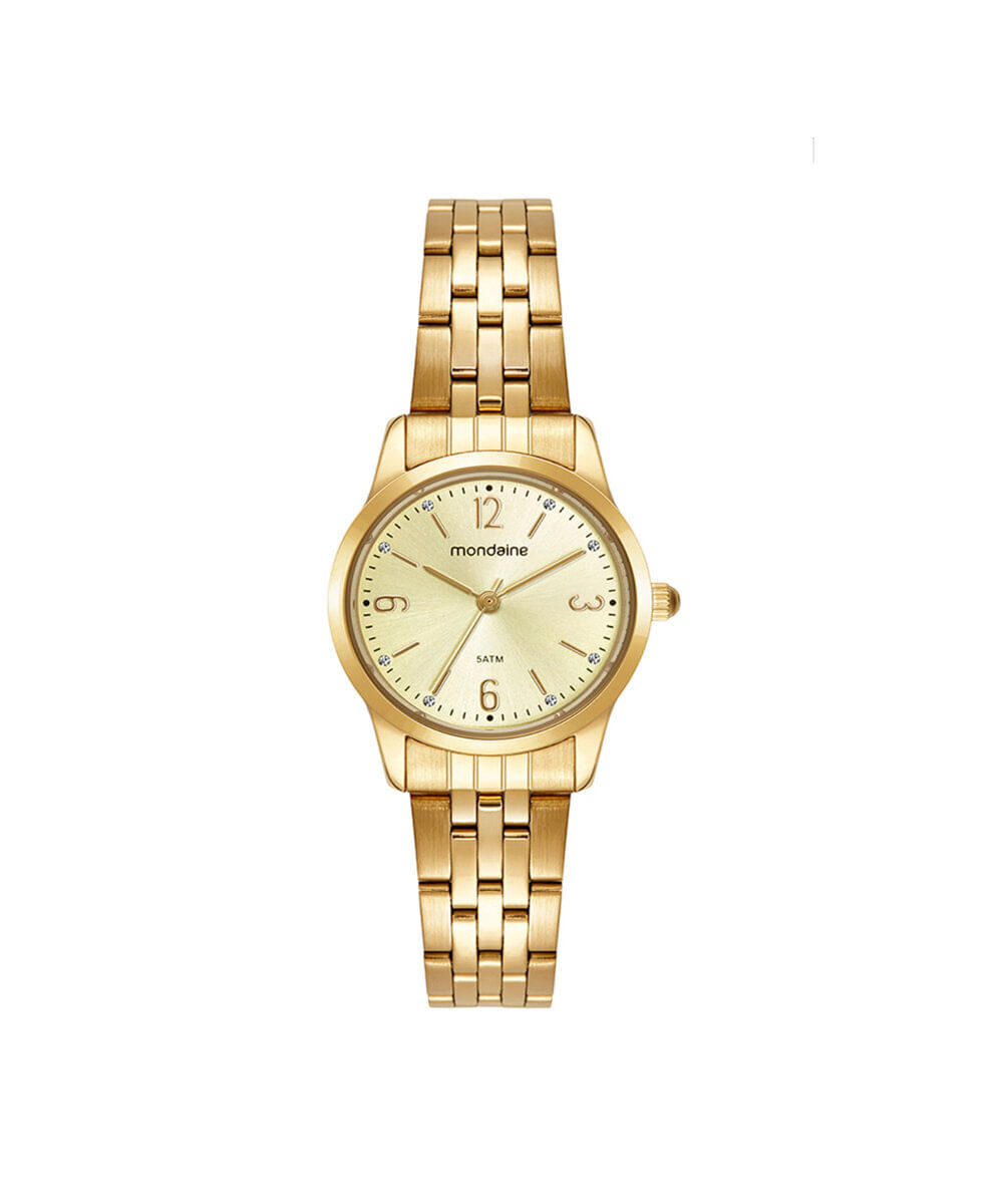 kit relógio feminino mondaine analógico 99916lpmkde1k1 dourado