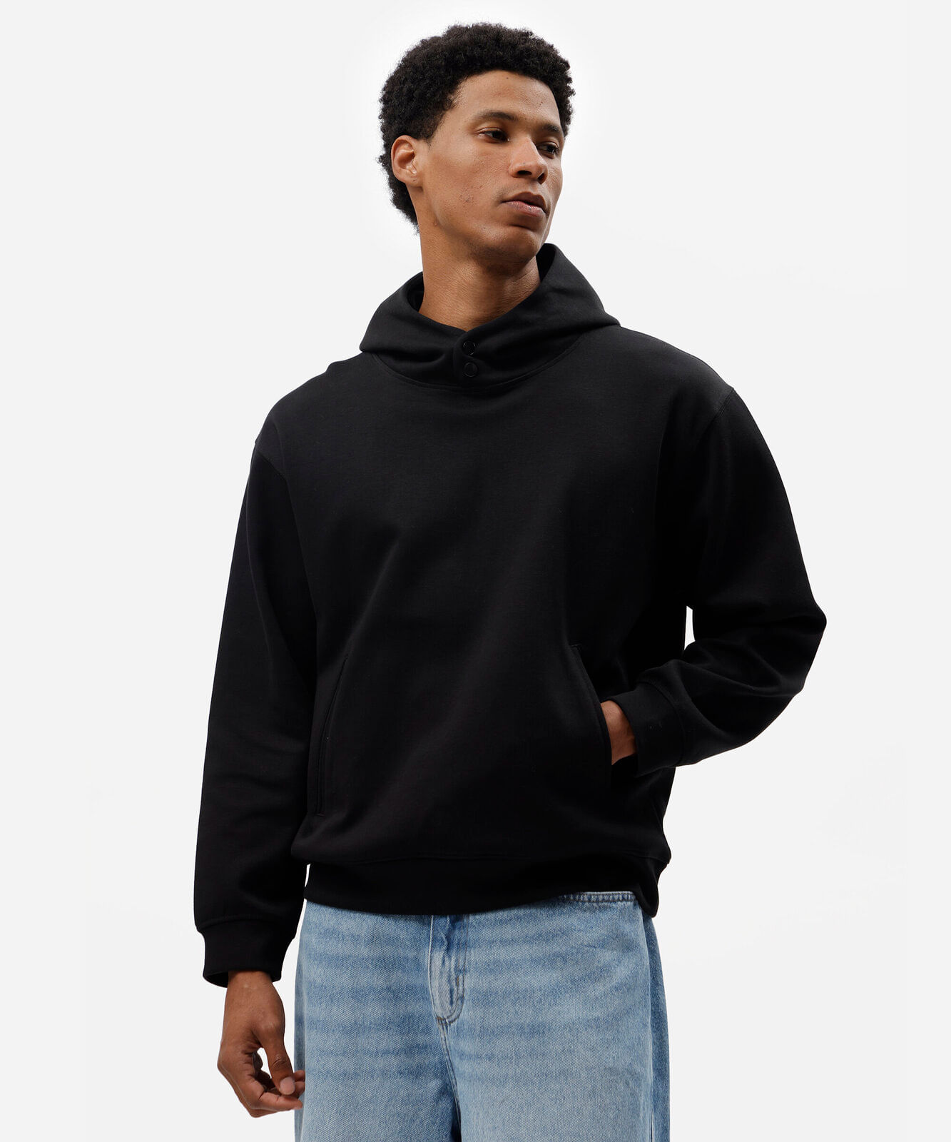 blusão oversized masculino de moletom com capuz preto