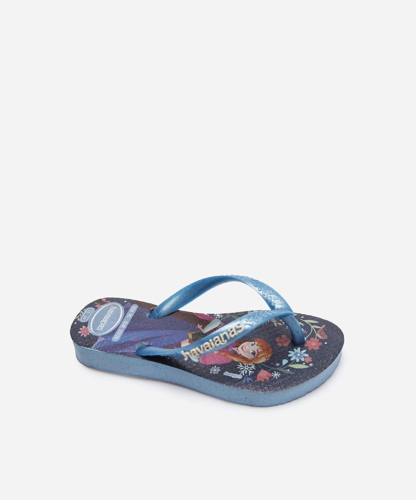 chinelo infantil havaianas frozen com glitter azul