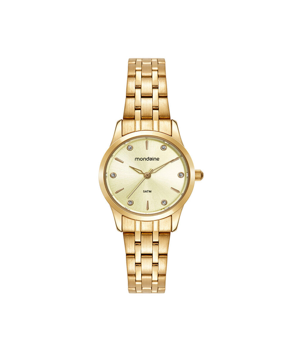 kit relógio feminino mondaine analógico 99914lpmkde1k1 dourado