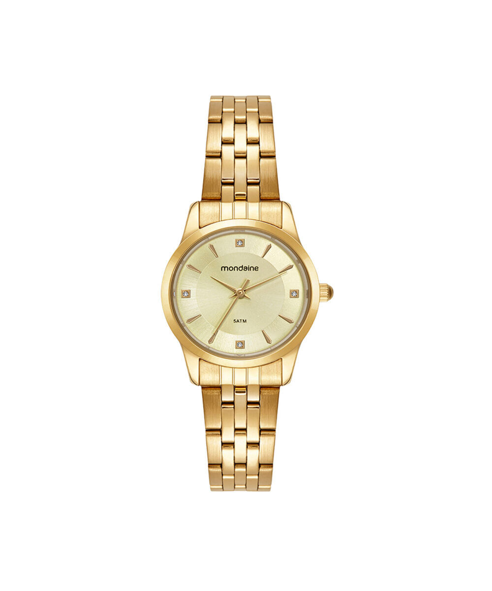 kit relógio feminino mondaine analógico 99912lpmkde1k1 dourado
