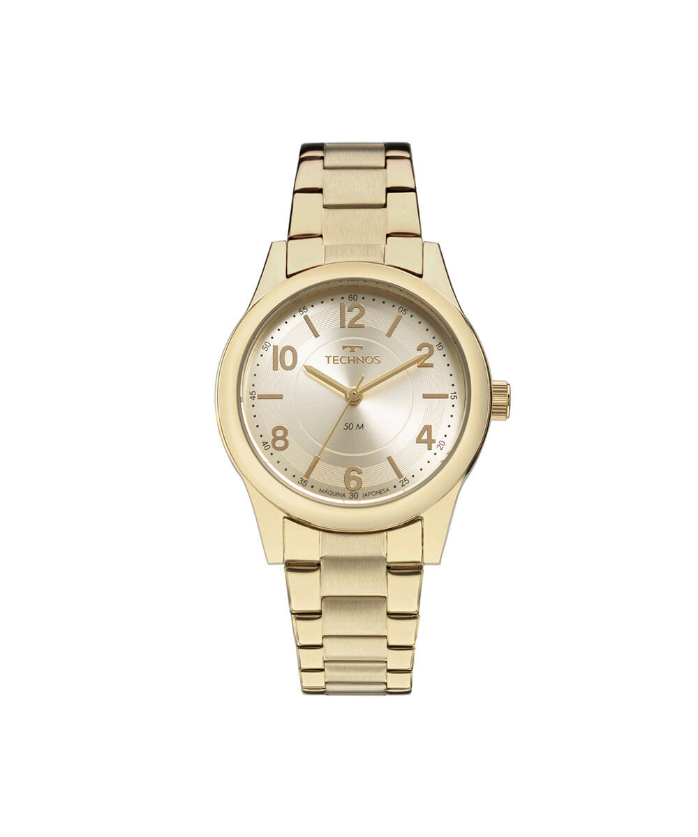 kit relógio feminino technos analógico 2035mfts k4x dourado