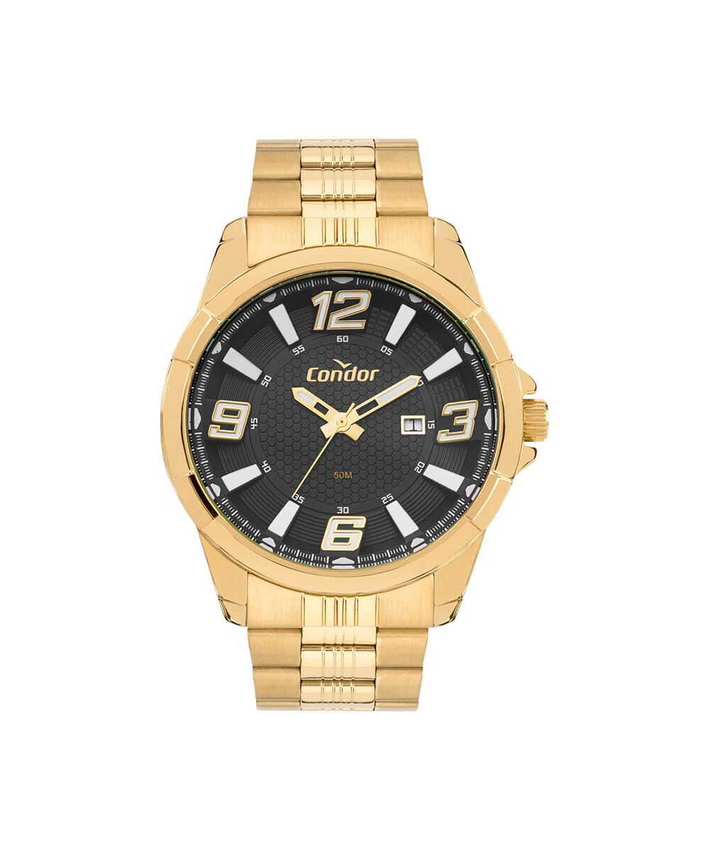 kit relógio masculino condor analógico calendário co2115ncl k4p dourado