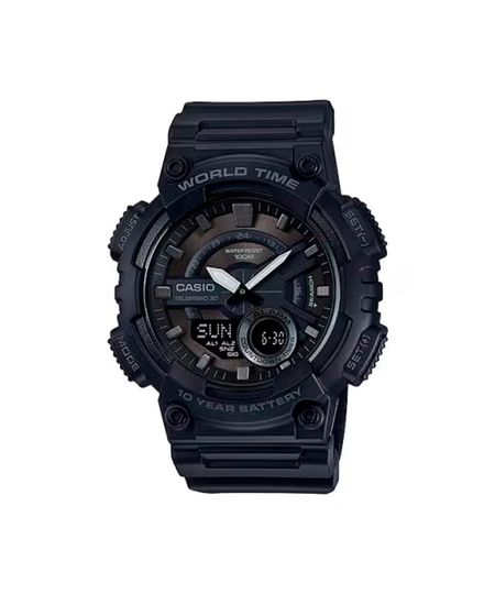 relógio masculino casio analógico digital aeq 110w 1bvdf sc preto UNICO