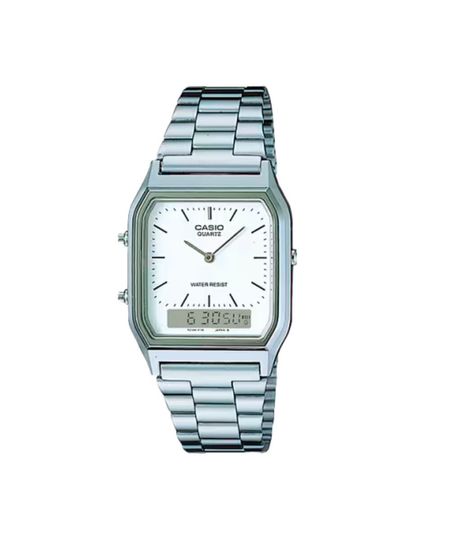 relógio masculino casio analógico digital aq 230a 7dmq sc prateado UNICO