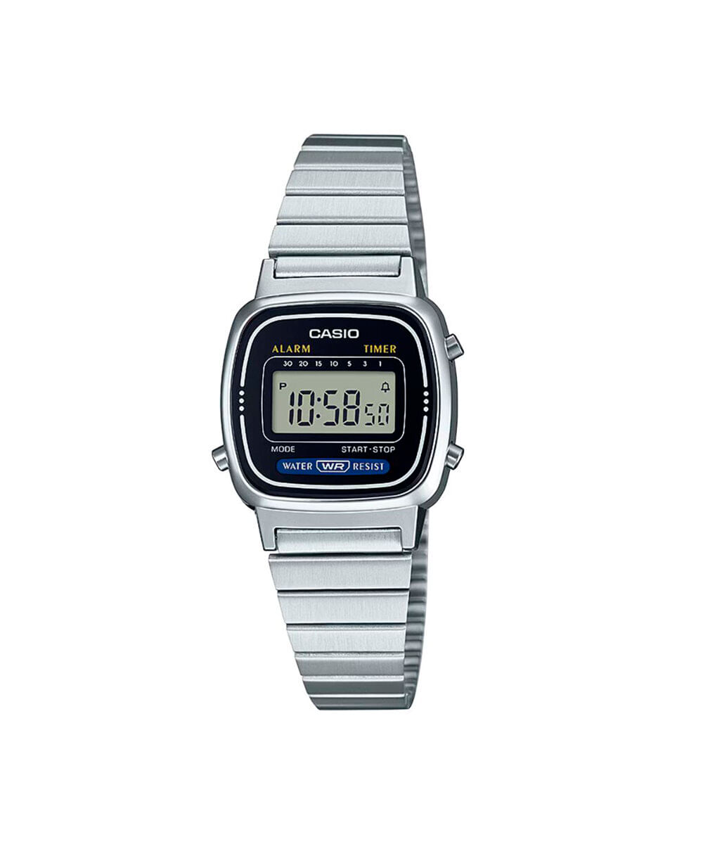 relógio feminino casio digital la670wa 1df sc prateado