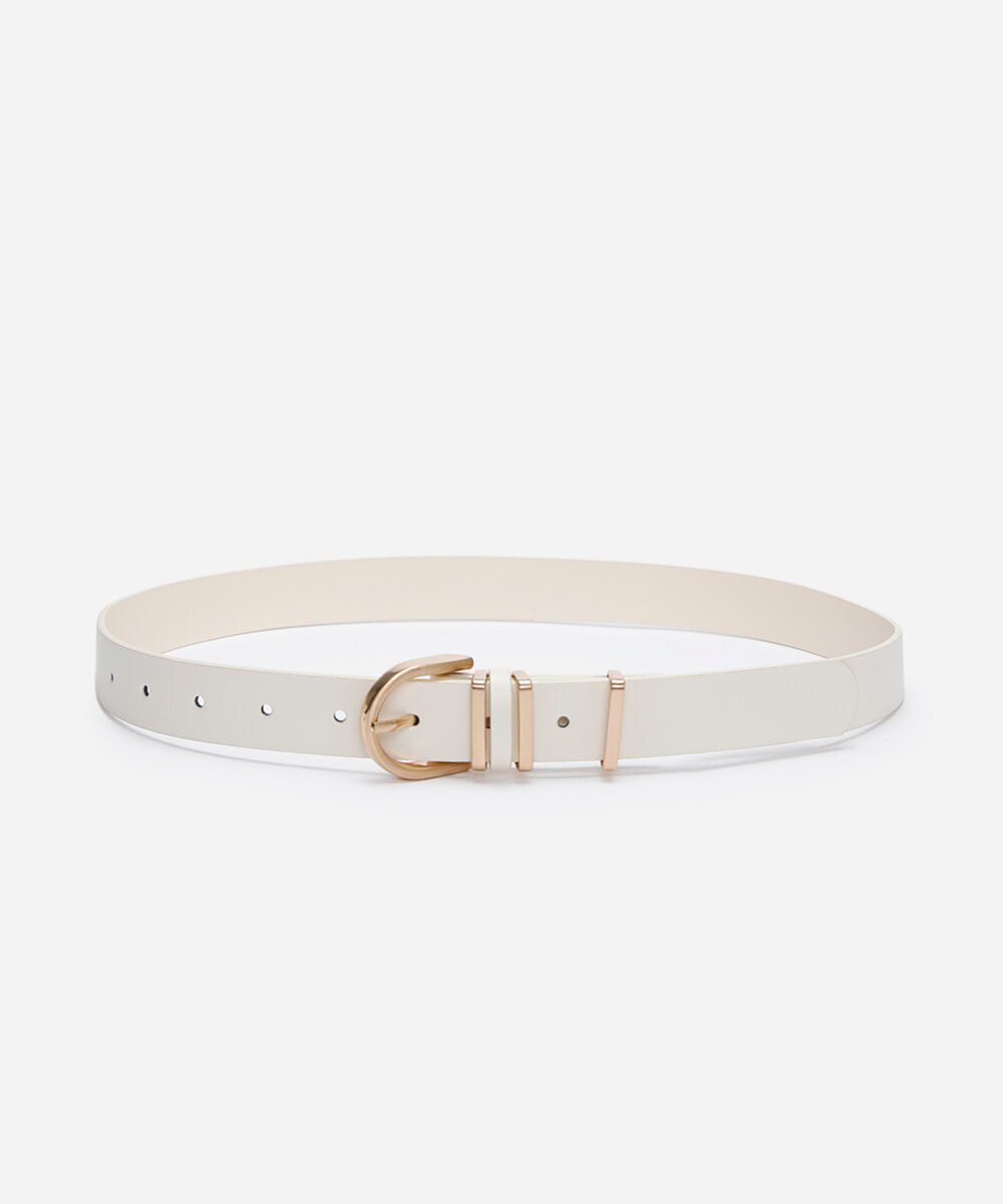 cinto com fivela arredondada off white