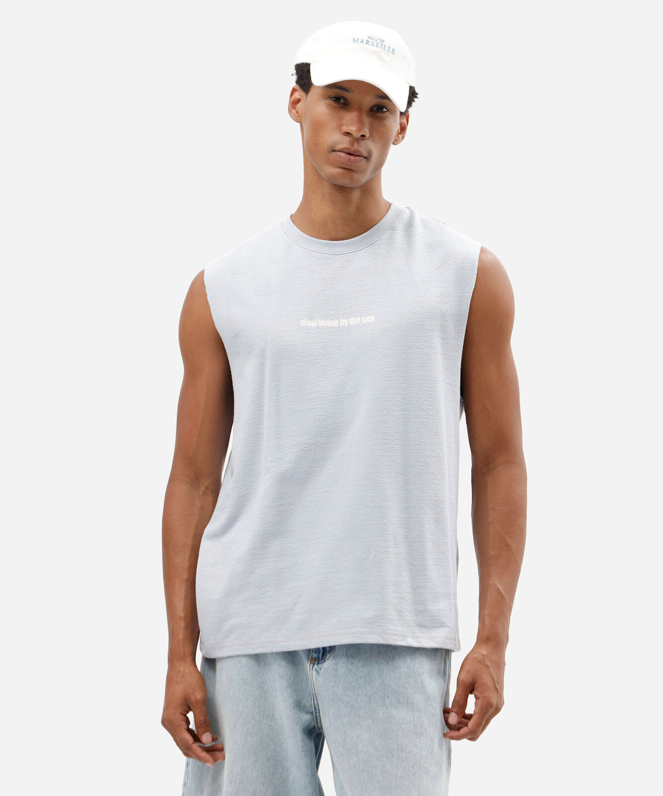 regata masculina machão estampada azul