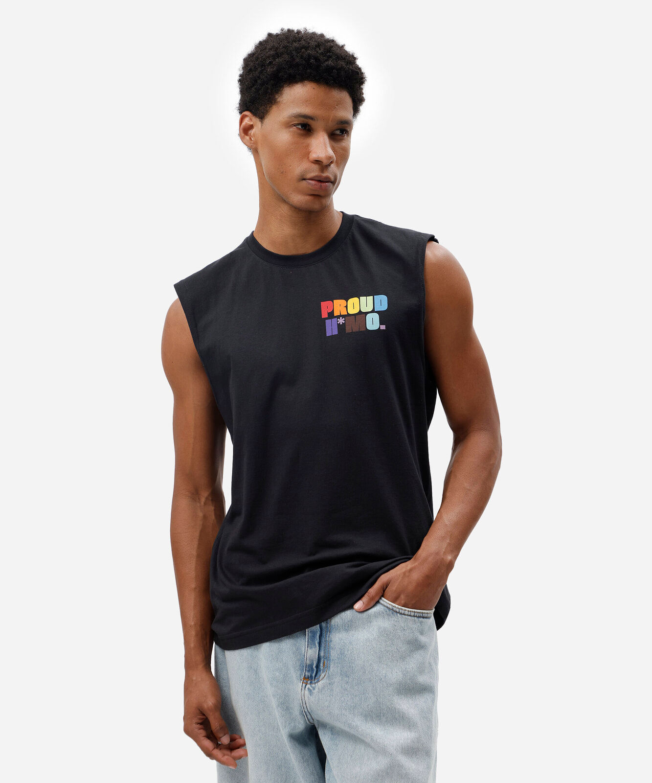regata machão masculina de algodão estampada preta