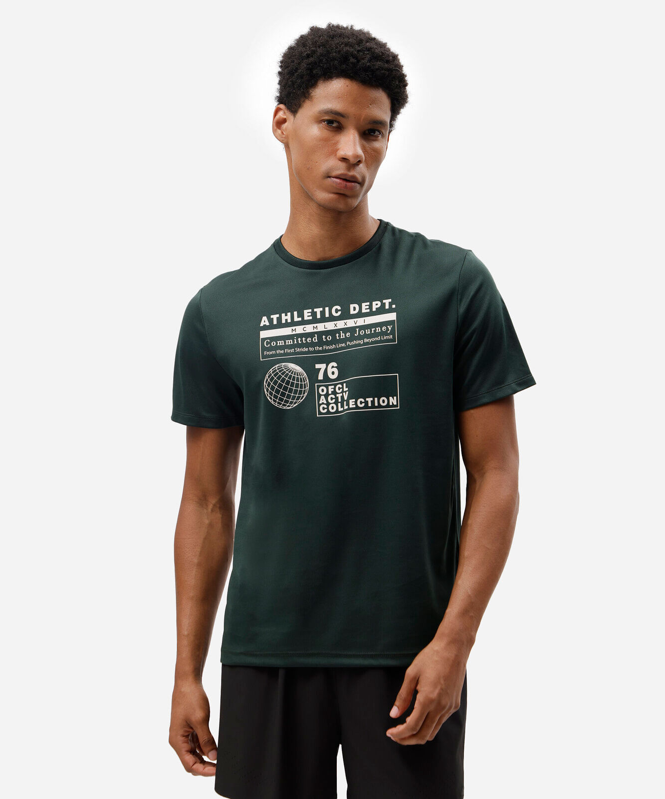 camiseta esportiva masculina manga curta estampada verde
