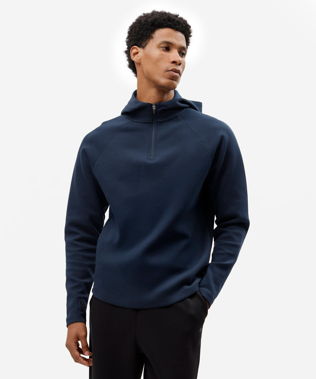 blusão esportivo masculino com capuz e zíper azul