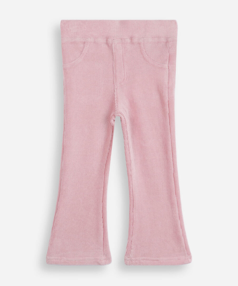 calça flare infantil de veludo cotelê rosa