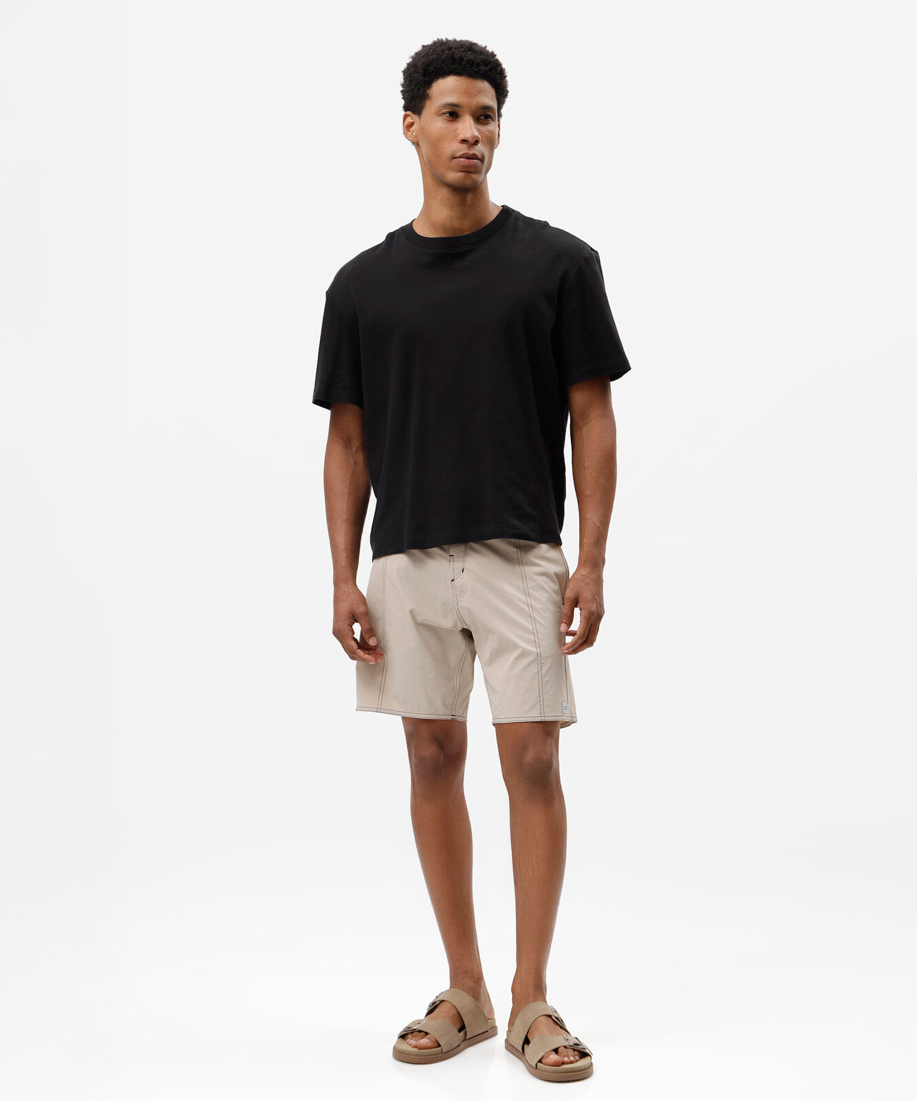 short boardshort masculino com recorte bege