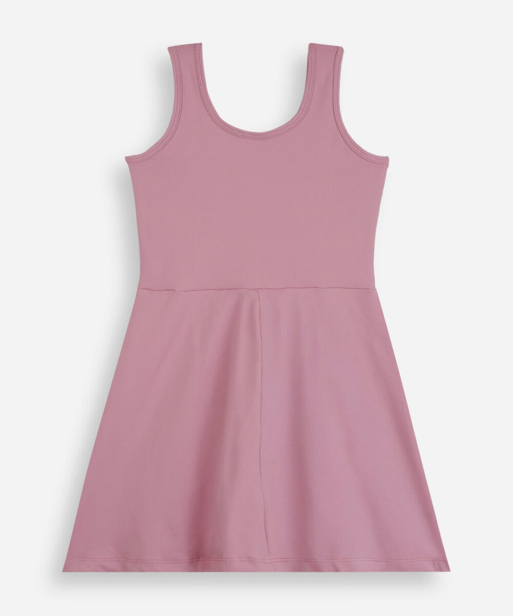 vestido infantil de poliamida com short interno rosa