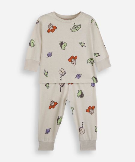 pijama longo infantil de algodão toy story bege 2