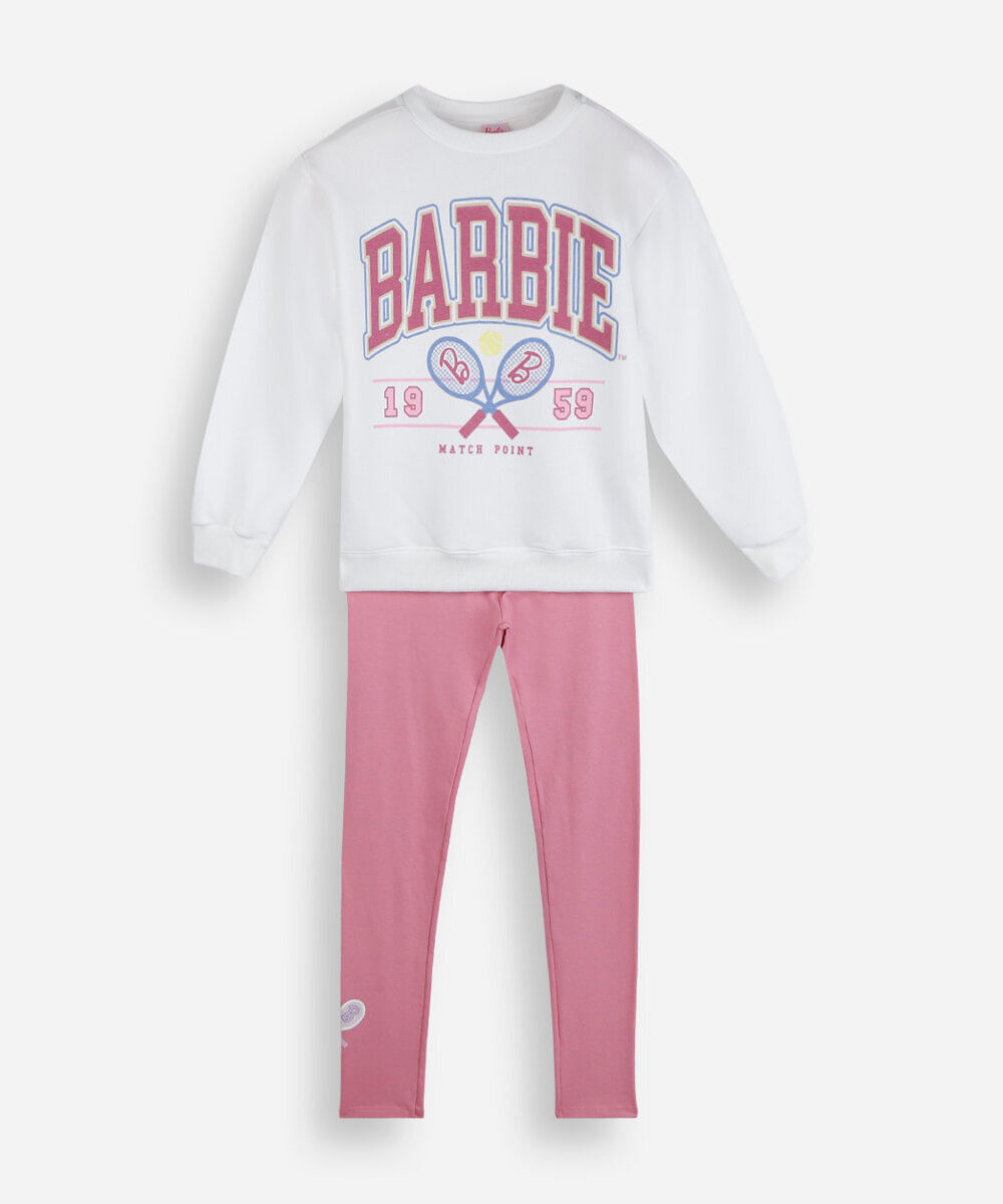 conjunto longo infantil com algodão barbie off white