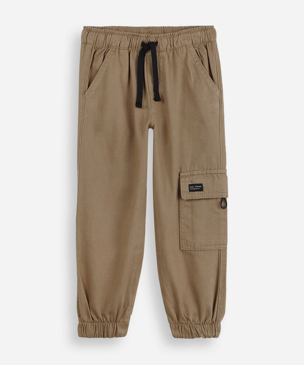 calça de sarja infantil jogger cargo marrom
