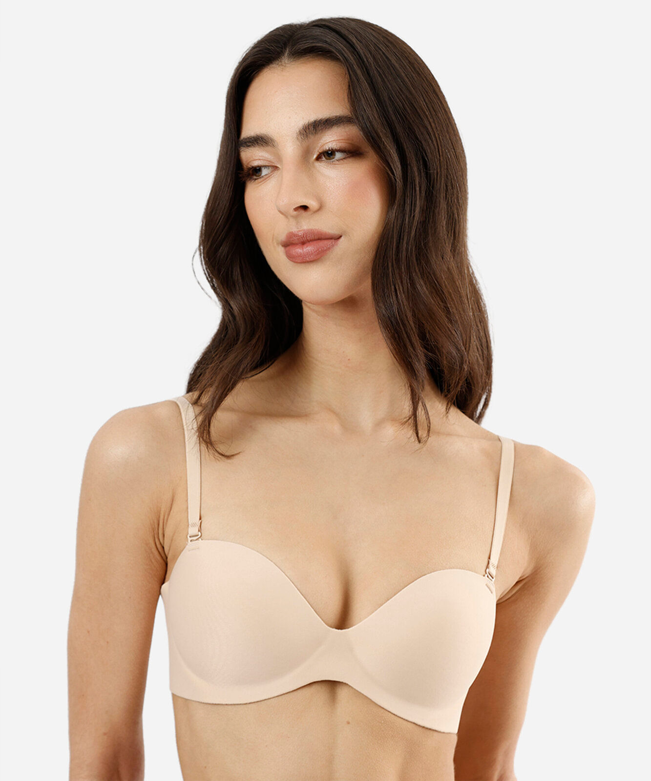 sutiã meia taça feminino naked skin com alça removível bege