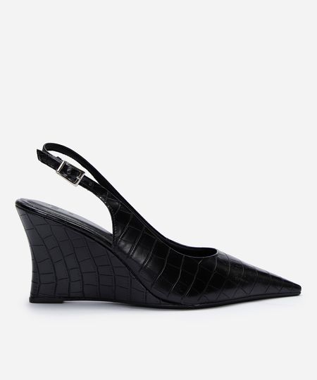 scarpin slingback com bico fino preto 35