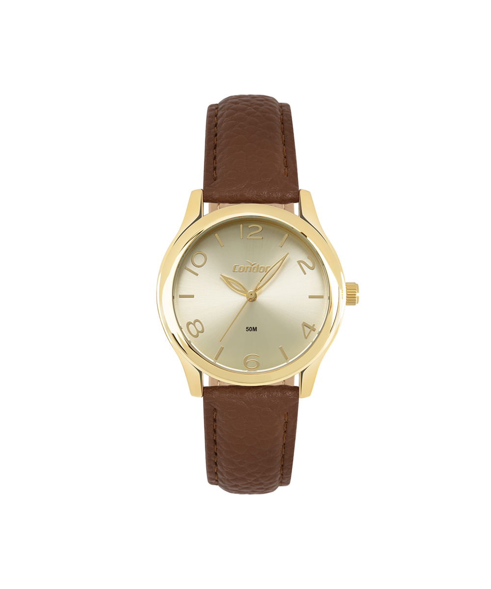 kit relógio feminino condor analógico co2035nli k5x dourado