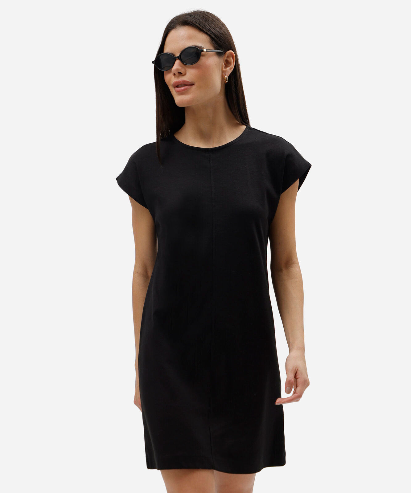 vestido curto feminino de algodão manga curta preto