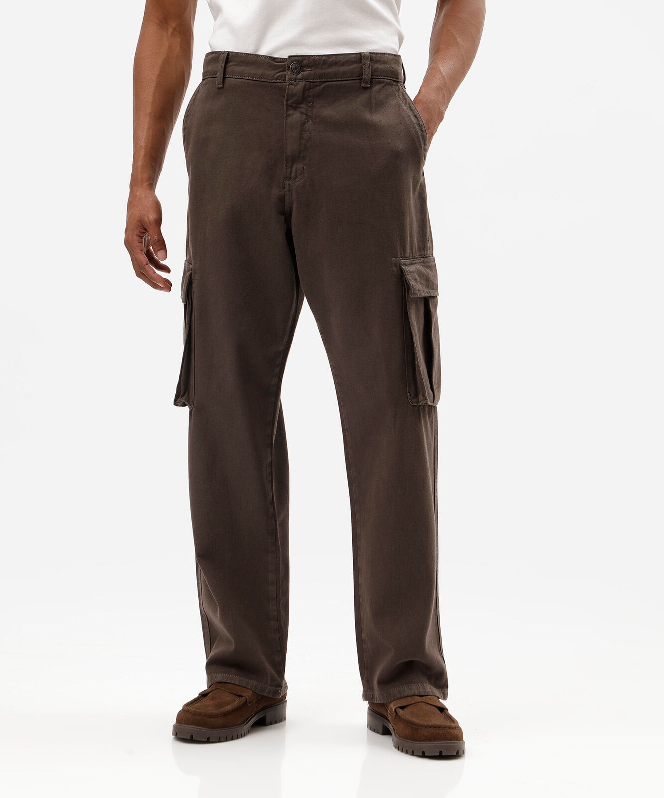 calça cargo masculina de sarja marrom