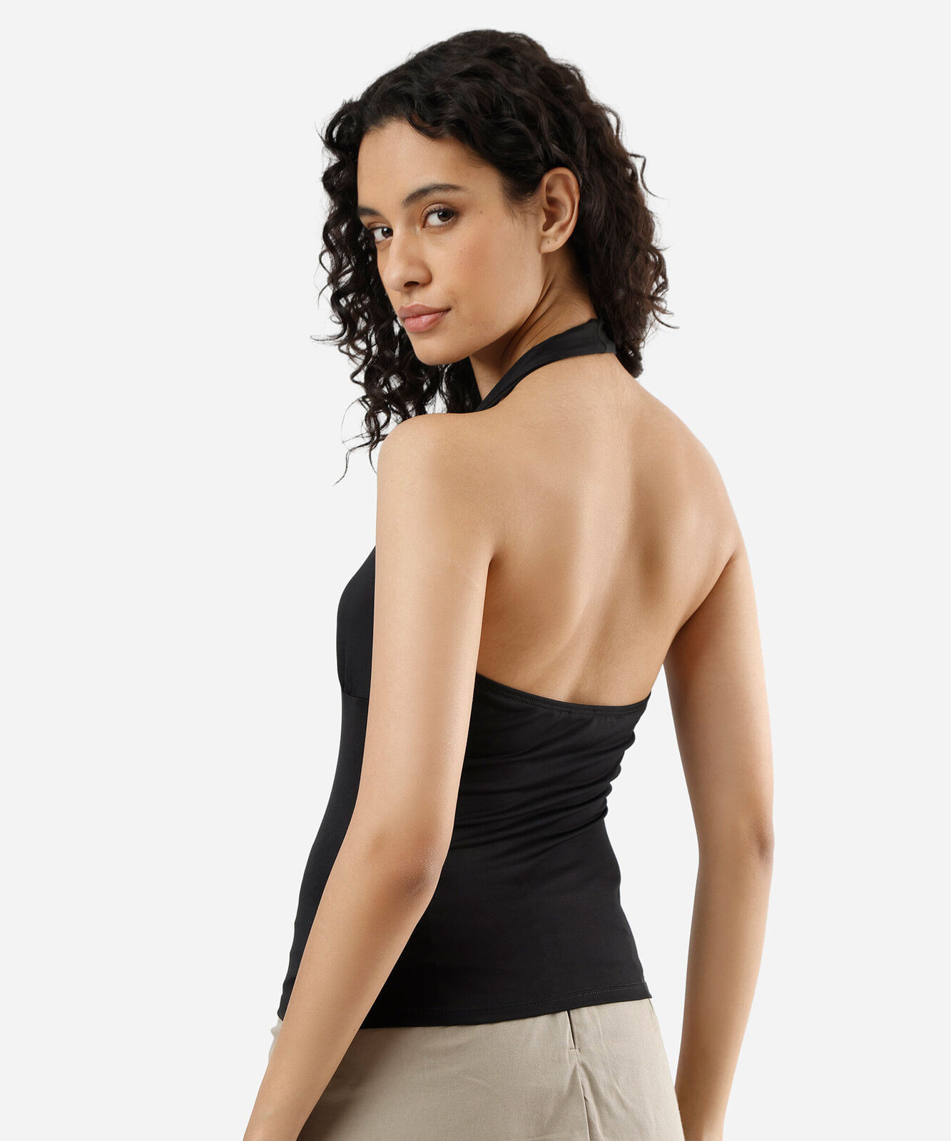 blusa frente única feminina com franzido preta