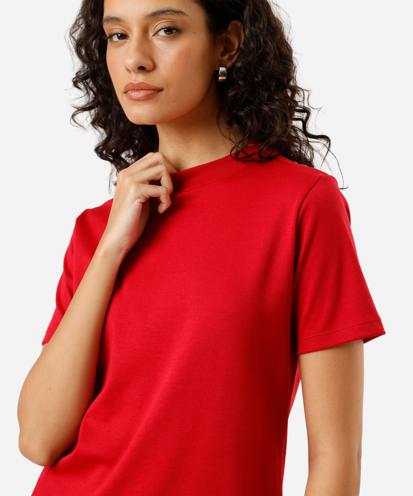 camiseta classic feminina de algodão peruano interlock vermelha