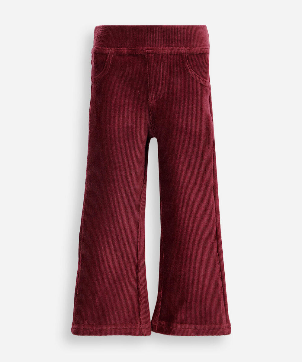 calça flare infantil de veludo cotelê vinho