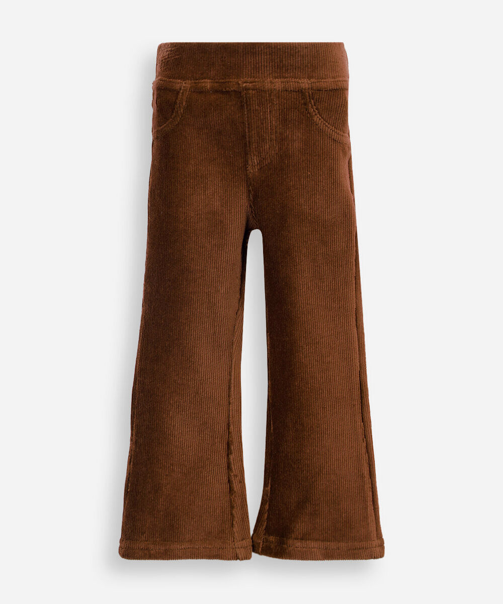 calça flare infantil de veludo cotelê marrom