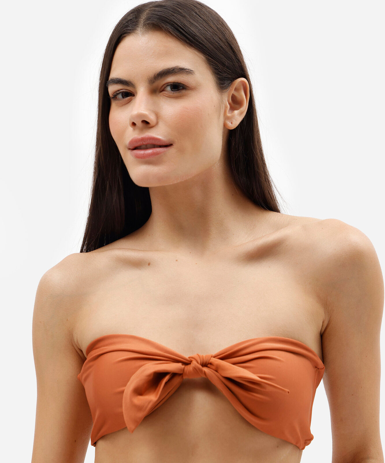 biquíni top faixa feminino com laço marrom