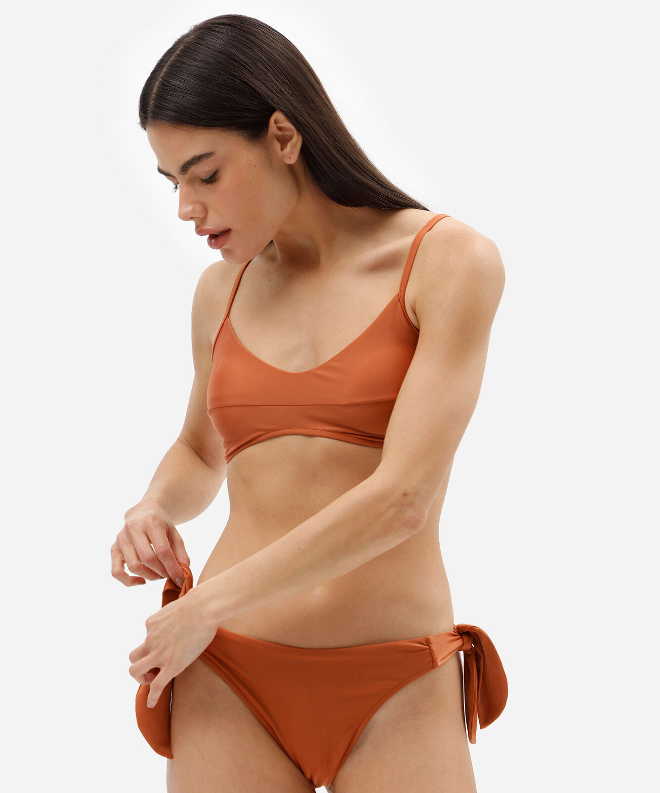 calcinha biquíni tanga feminina de amarração marrom