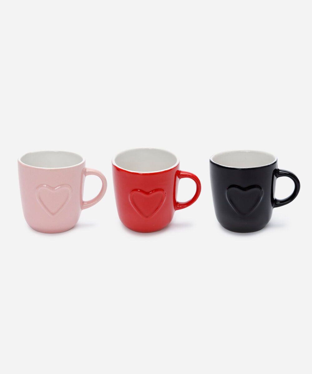 caneca de porcelana coração sortida colorido
