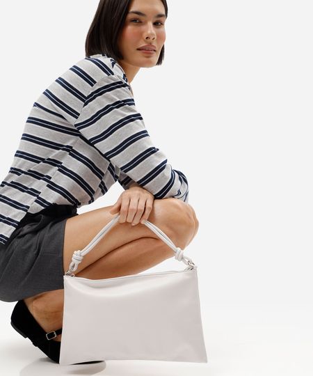 bolsa baguete alça com nós off white UNICO