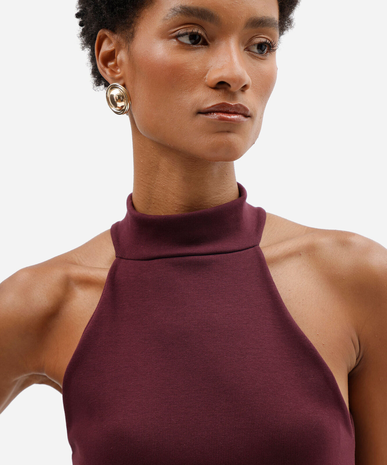 blusa halterneck feminina de algodão vinho